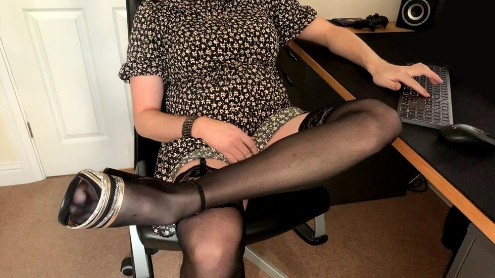 Black Dress and Gold Shoes #107085693