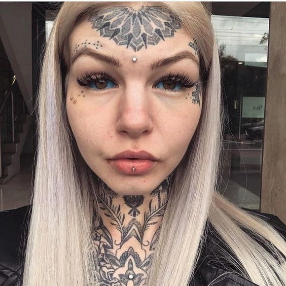 Face tattoo women. #91270468
