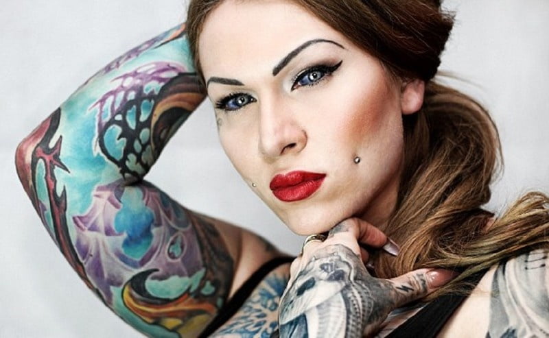 Face tattoo women. #91270574