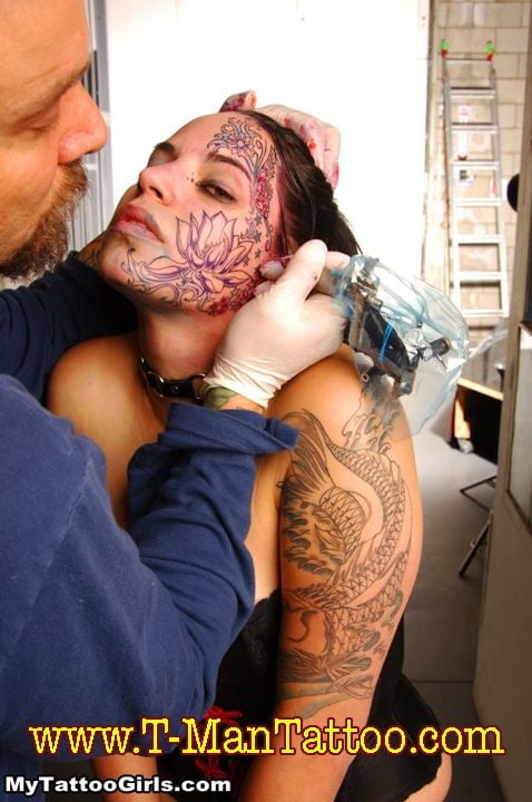 Face tattoo women. #91270746