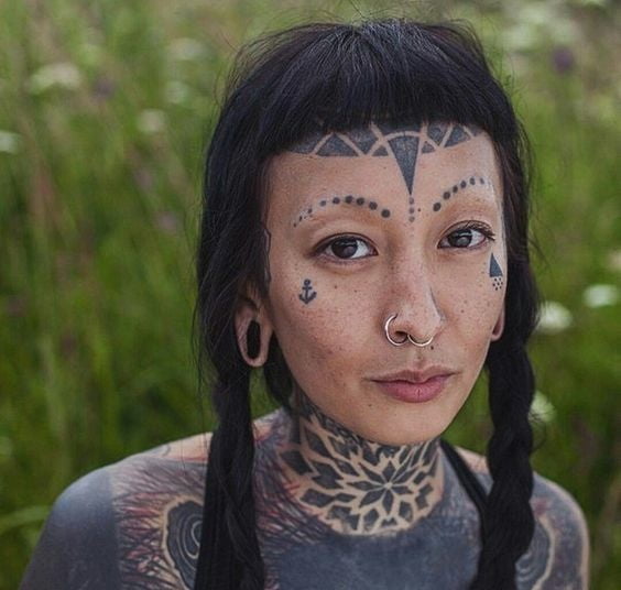 Face tattoo women. #91270791