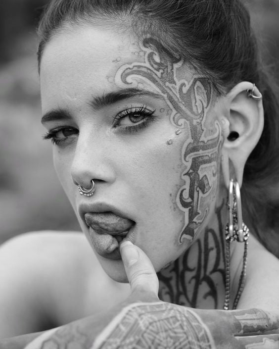 Face tattoo women. #91270801