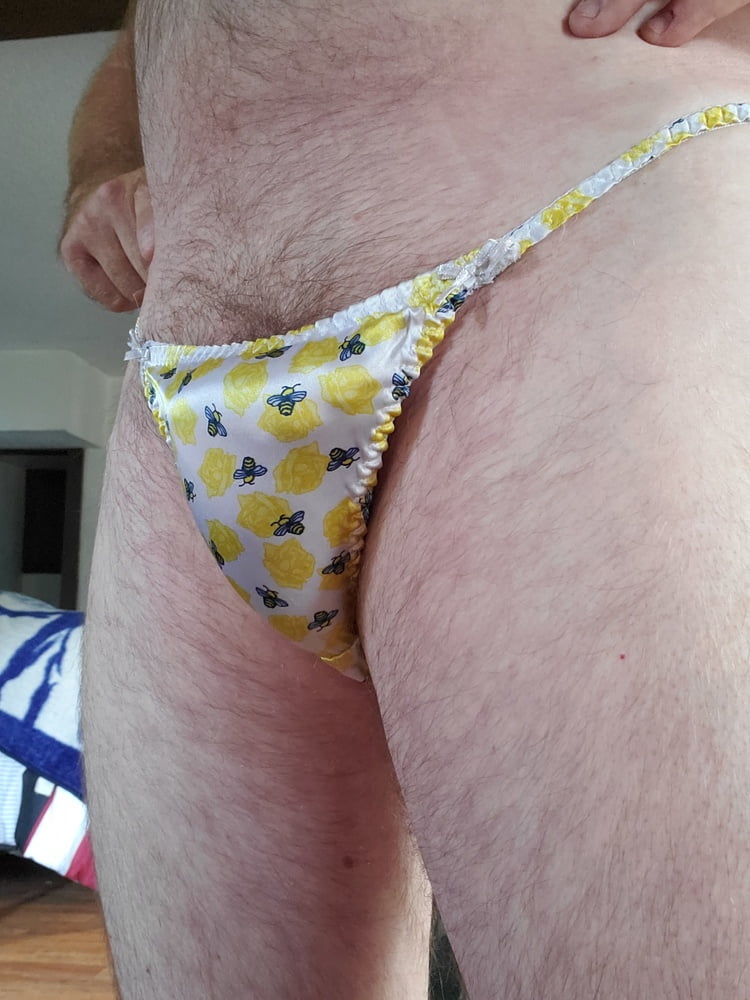 Yellow and white satin honey bee panties. #106827786