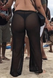 Sexy black thong booty in sheer pants #93100668
