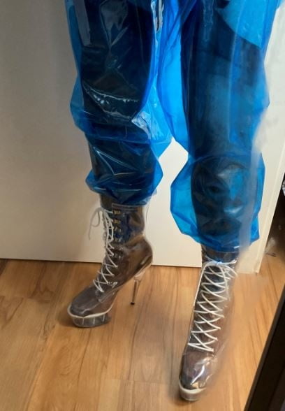 Blue Transparent PVC and Clear PVC Boots #106973957