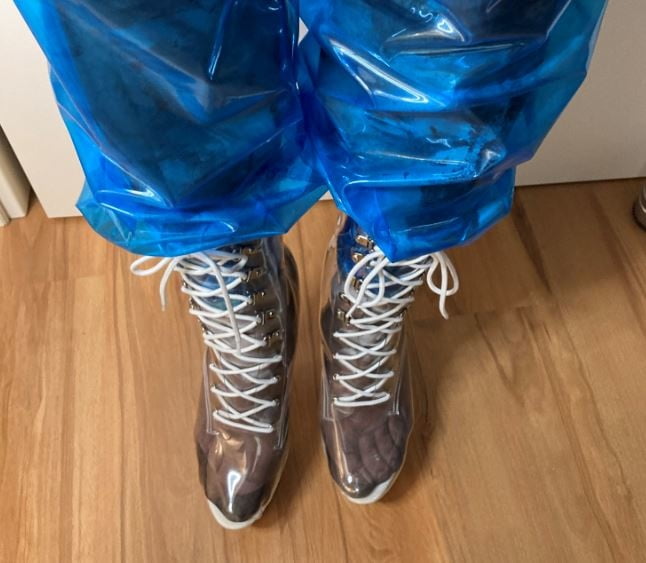 Blue Transparent PVC and Clear PVC Boots #106973978