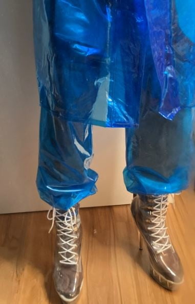 Blue Transparent PVC and Clear PVC Boots #106973982