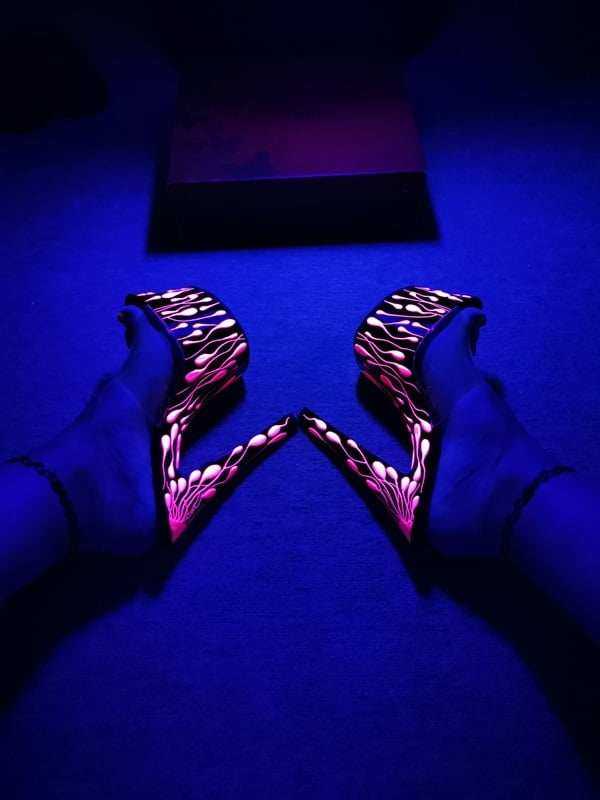 Sexy CD Feet On High Heels Posing In Neon Light #106887019