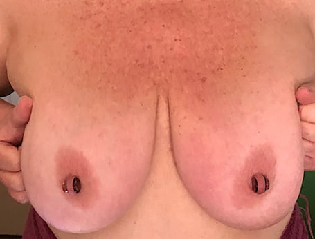 Dee's large gauge nipple piercings
 #95324676