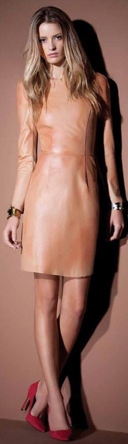 Brown Leather Dress 3 - by Redbull18 #100238264