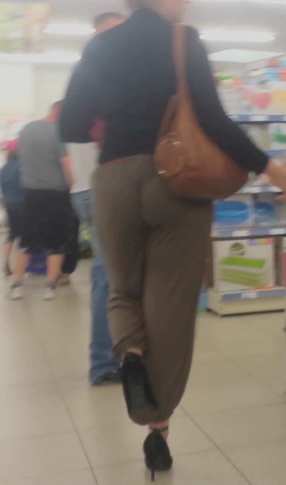 hot mom with tight pants string visible high heels vpl #83530465