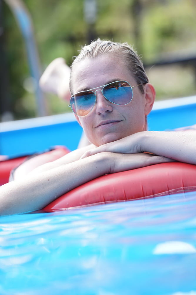 Mature Floating Topless In the Pool #94215469