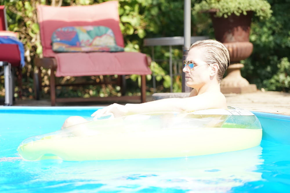 Mature Floating Topless In the Pool #94215487