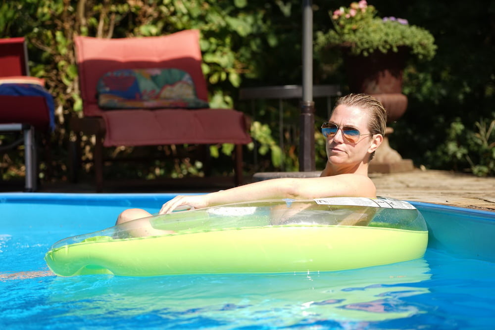 Mature Floating Topless In the Pool #94215490