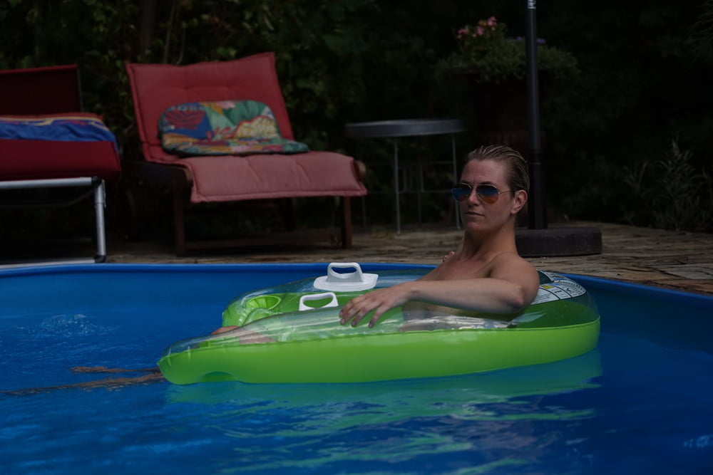 Mature Floating Topless In the Pool #94215529