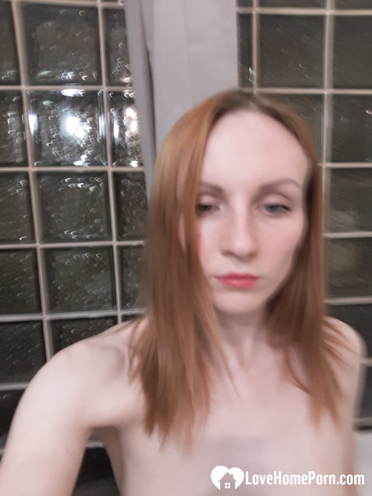 Skinny redhead with small tits in the mirror #106646549