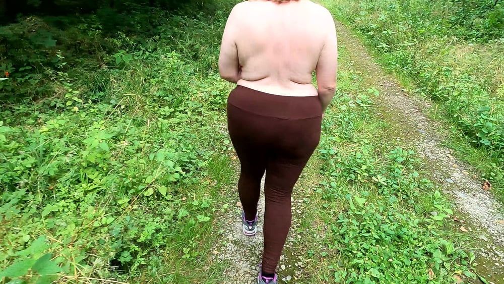 Topless hiking and slapping tits #107247288