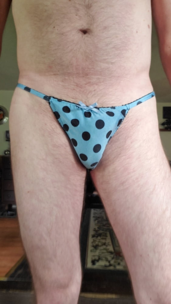 My blue polka dot string bikini panties #107006746