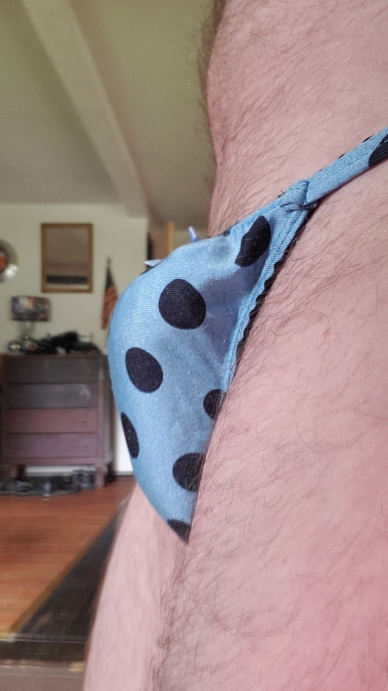 My blue polka dot string bikini panties #107006750