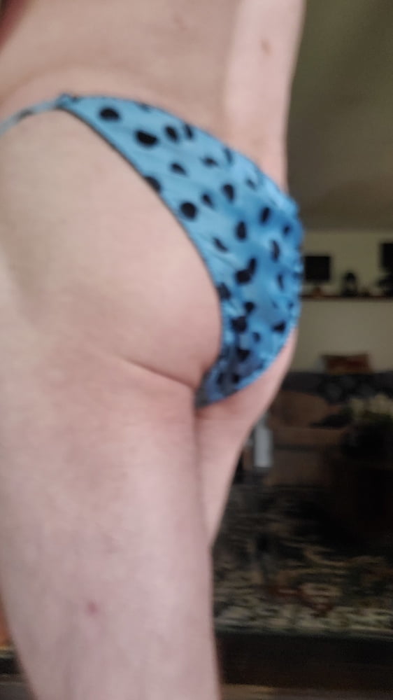 My blue polka dot string bikini panties #107006763