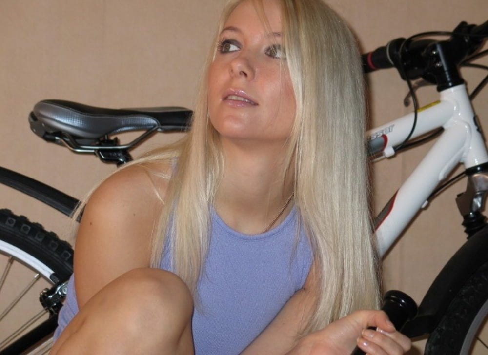 Slutty blonde with bicycle #97816307