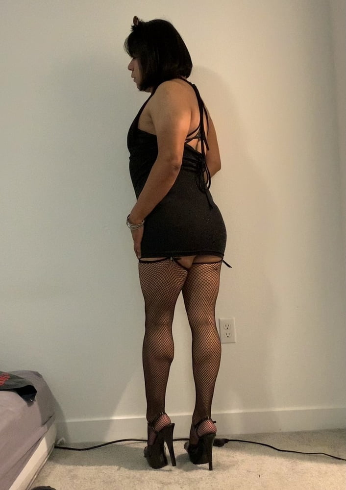 Big Ass Rachelle in Shiny Little Black Slutty Dress #107146710