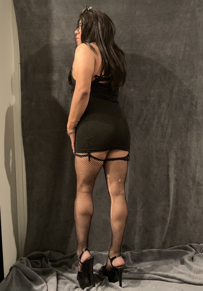 Big Ass Rachelle in Shiny Little Black Slutty Dress #107146711