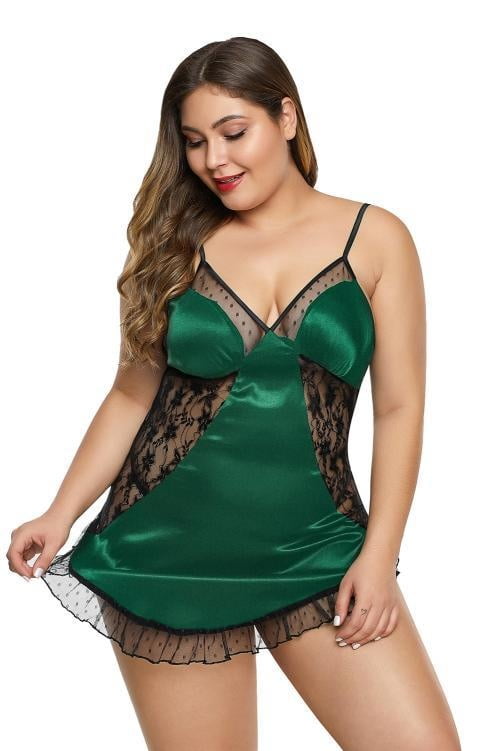Lencería verde de talla grande
 #87630954