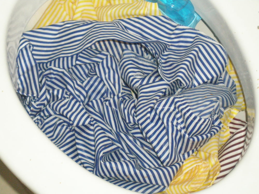 blue striped blouse pissing #99540480