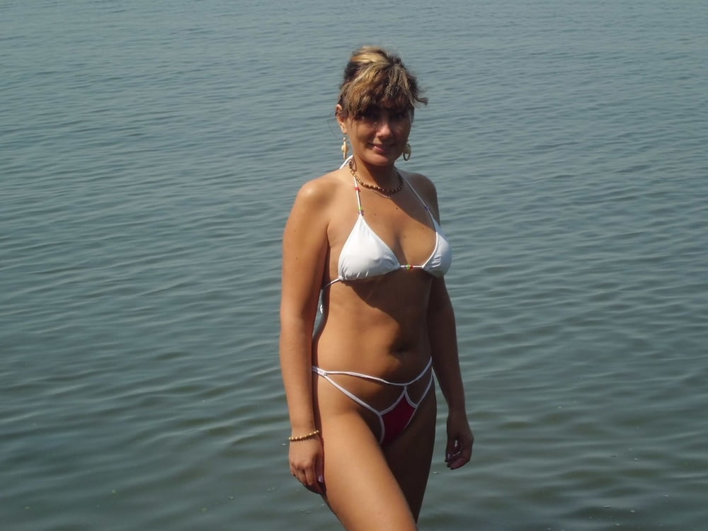 Vintage Russian amateur Ksenia in stockings &amp; bikini #98894330