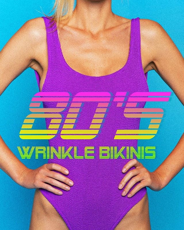 Retro &#039;80s Eigthties Wrinkle Dress Swimsuit Tops #81395297