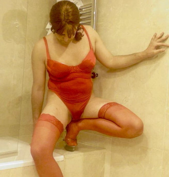 Wetting myself in my red body and stockings oops! #107002925