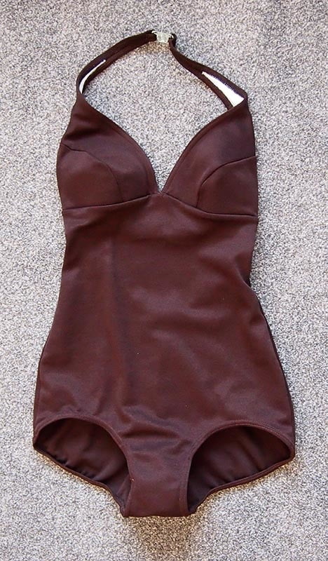 1977 keynote brown fitted swimsuit #101914502