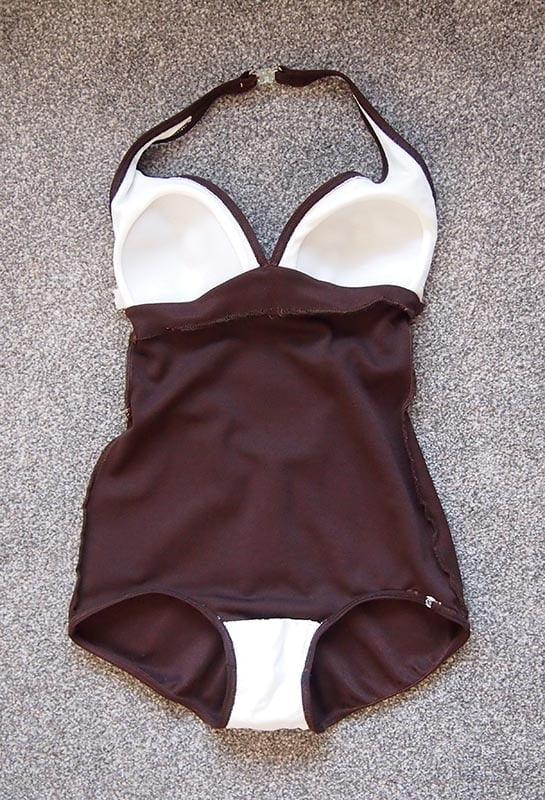 1977 keynote brown fitted swimsuit #101914512
