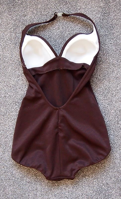 1977 keynote brown fitted swimsuit #101914516