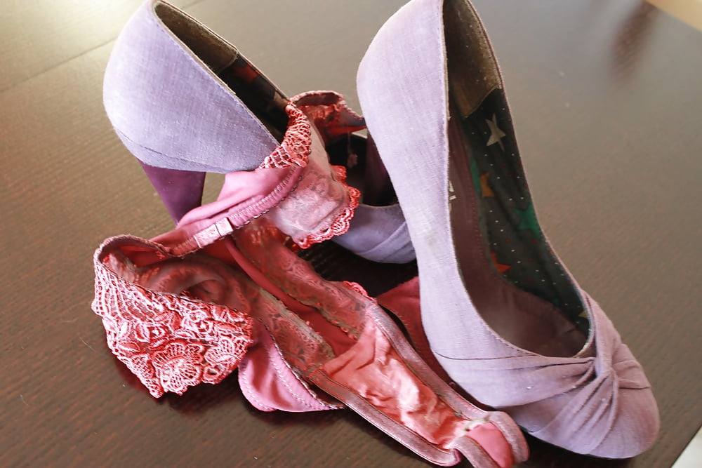 Violet heels, panties, bra, pantyhose #107059823