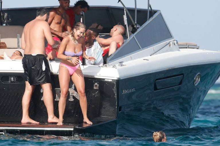 Rita Ora Ibiza vacation boat #87386427
