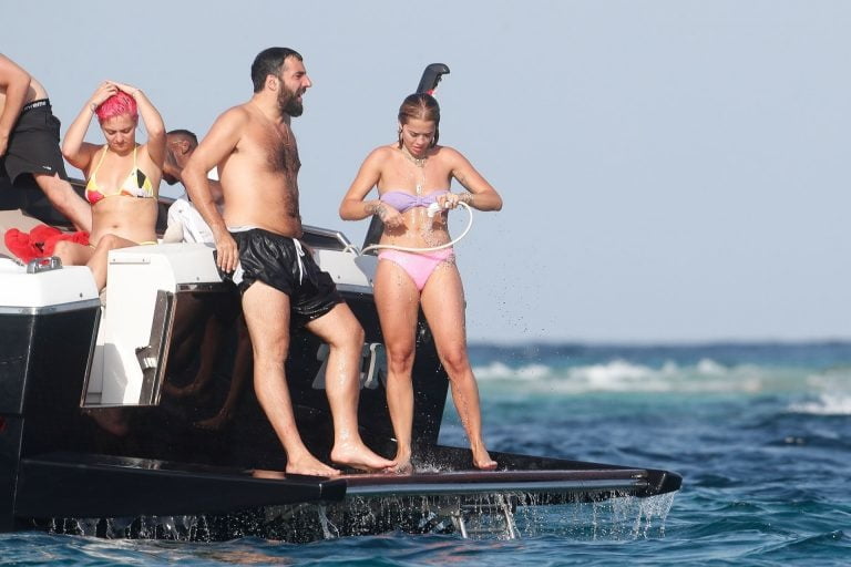 Rita Ora Ibiza vacation boat #87386462