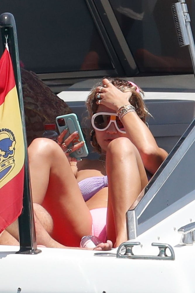 Rita Ora Ibiza vacation boat #87386483