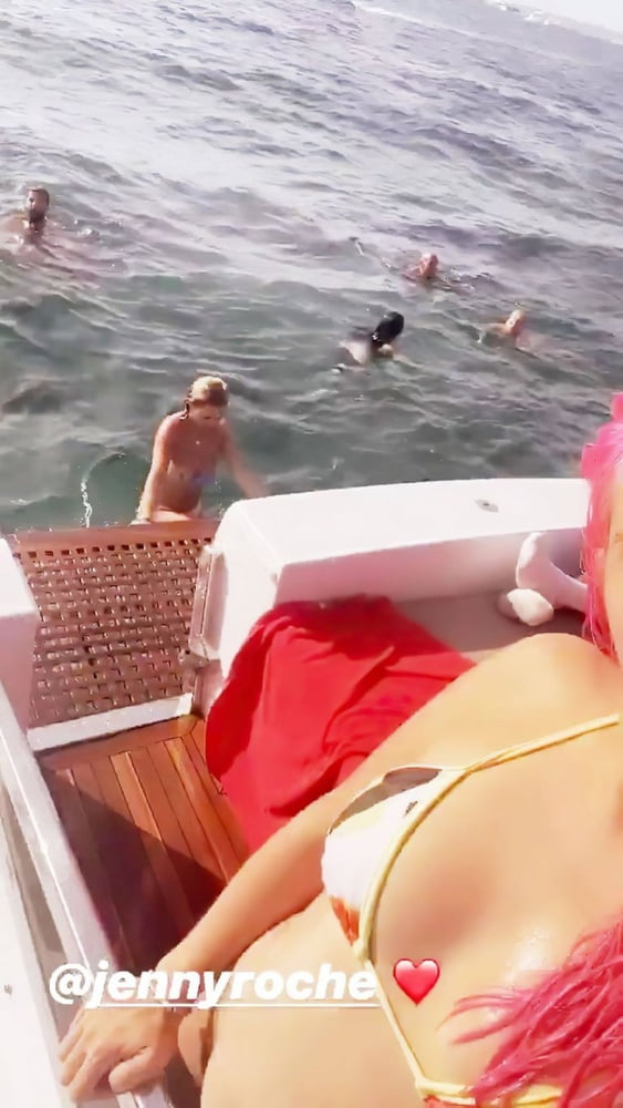 Rita Ora Ibiza vacation boat #87386513