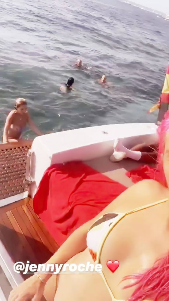 Rita Ora Ibiza vacation boat #87386515
