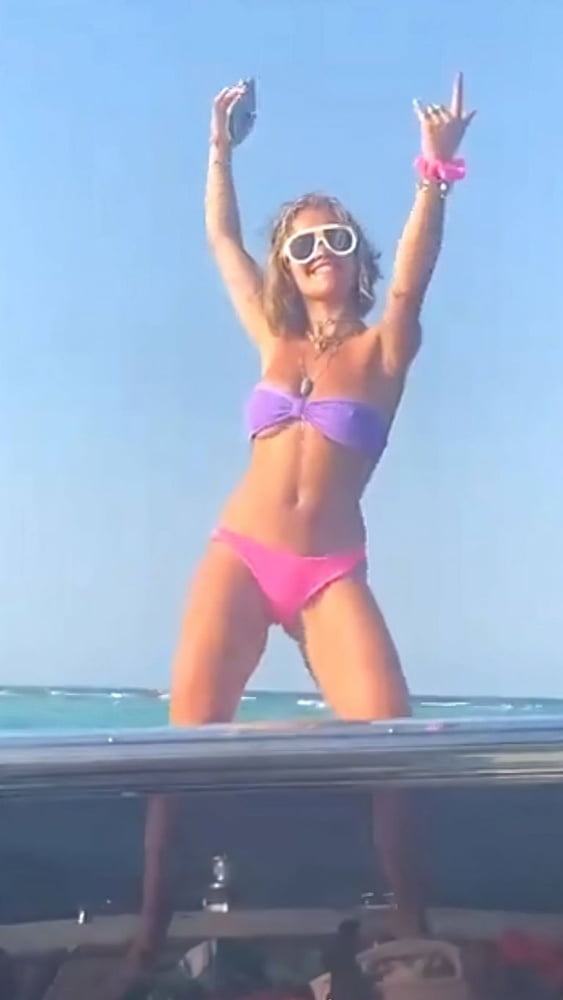 Rita Ora Ibiza vacation boat #87386527
