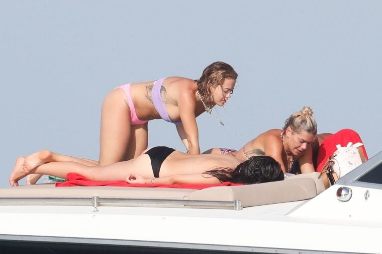 Rita Ora Ibiza vacation boat #87386537