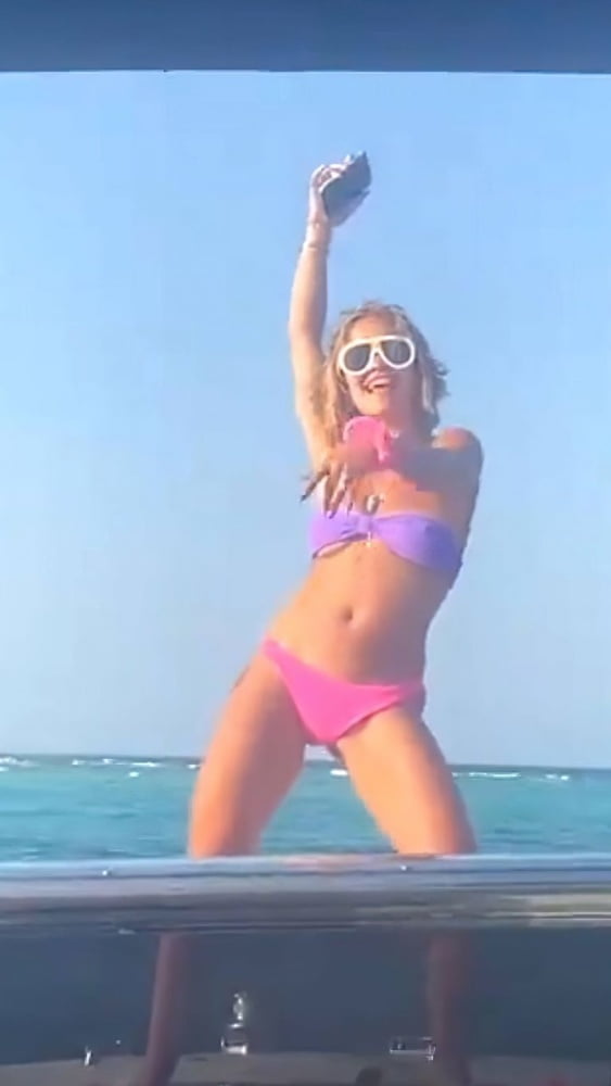Rita Ora Ibiza vacation boat #87386555