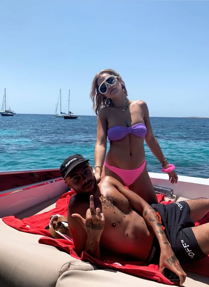 Rita Ora Ibiza vacation boat #87386572
