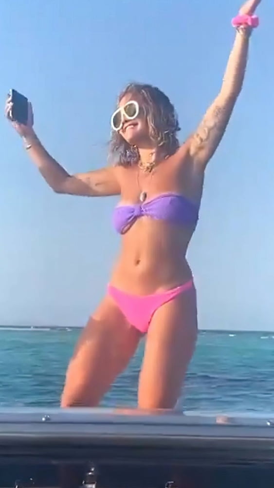 Rita Ora Ibiza vacation boat #87386574