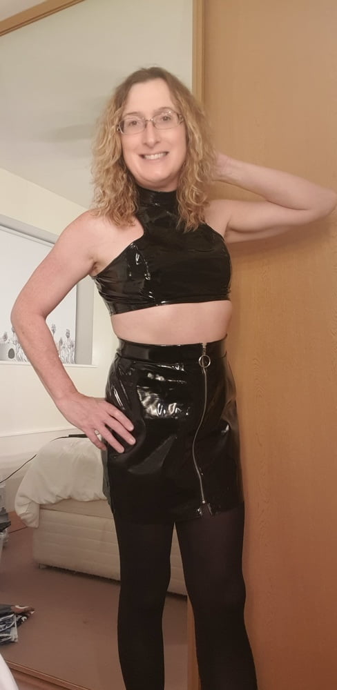 Black PVC with Doxy Wand on Post-Op Tranny Pussy #106862928
