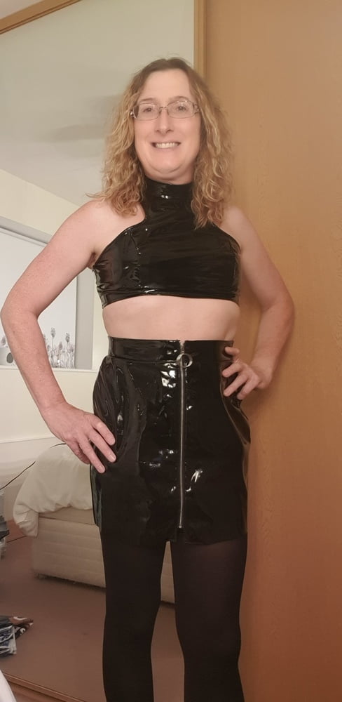 Black PVC with Doxy Wand on Post-Op Tranny Pussy #106862930