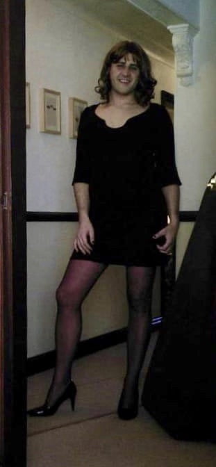 Black Dress and Purple Hold ups #107248804