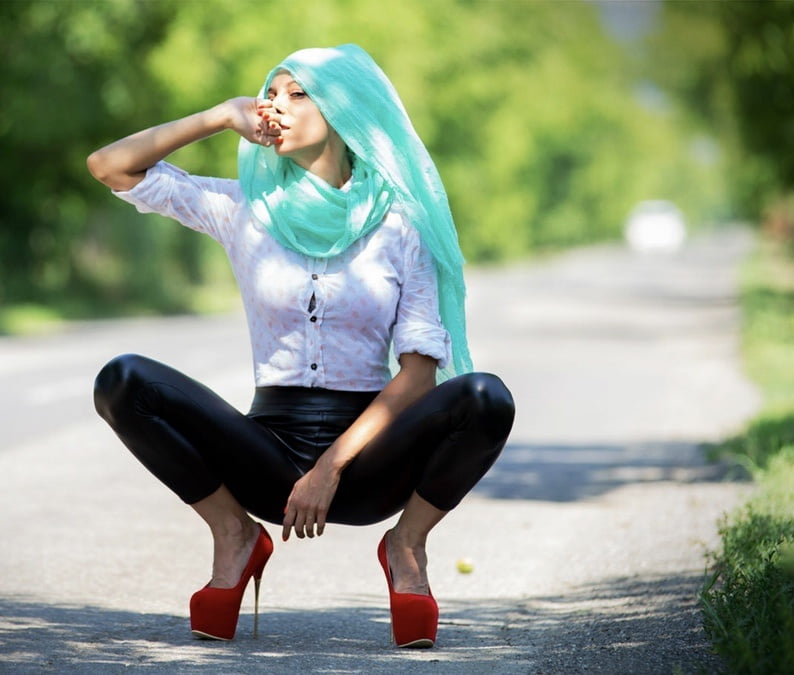 Niqab hijab nylon heels #91406976